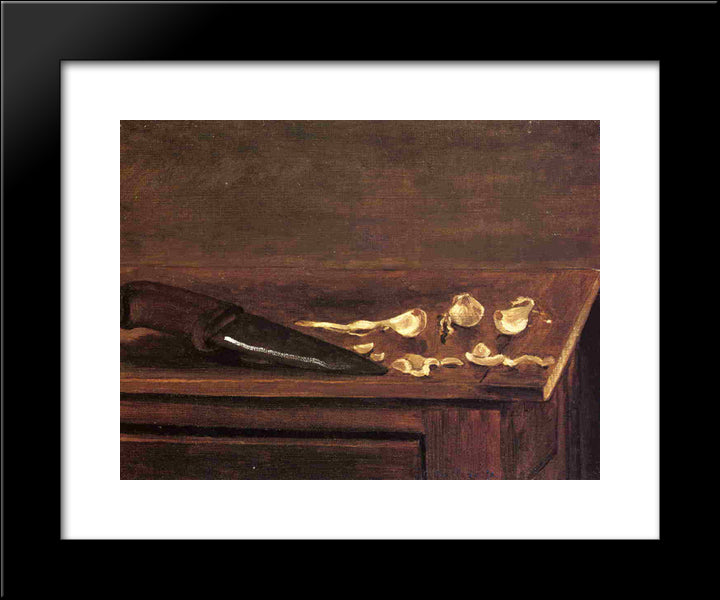 Garlic Cloves And Knife On The Corner Of A Table 20x24 Black Modern Wood Framed Art Print Poster by Caillebotte, Gustave