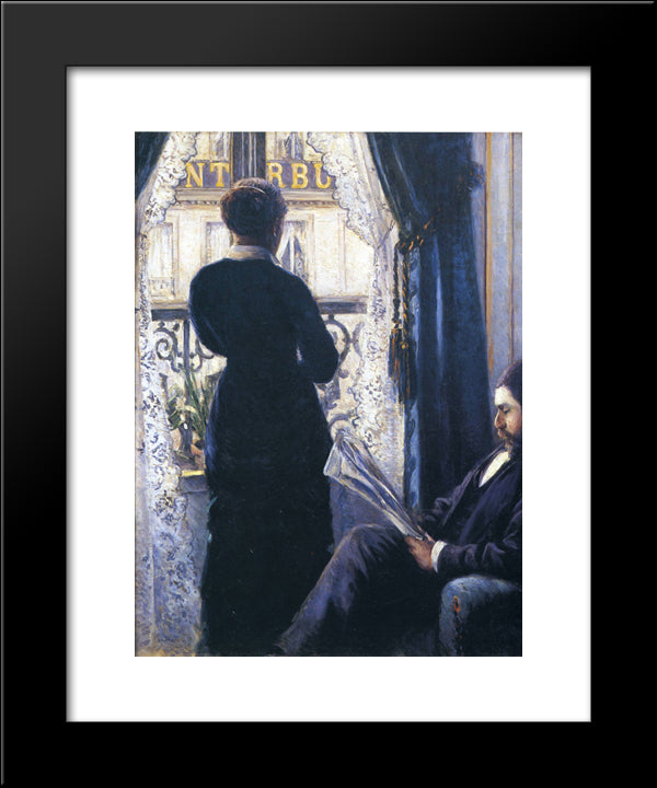 Interior, Woman At The Window 20x24 Black Modern Wood Framed Art Print Poster by Caillebotte, Gustave