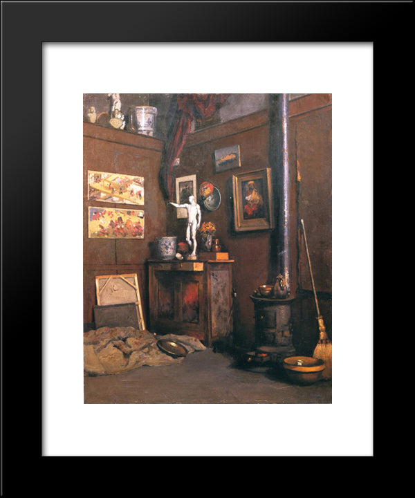 Interior Of A Studio 20x24 Black Modern Wood Framed Art Print Poster by Caillebotte, Gustave