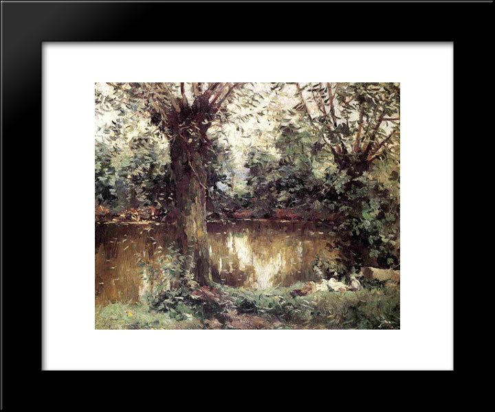 Landscape, Banks Of The Yerres 20x24 Black Modern Wood Framed Art Print Poster by Caillebotte, Gustave