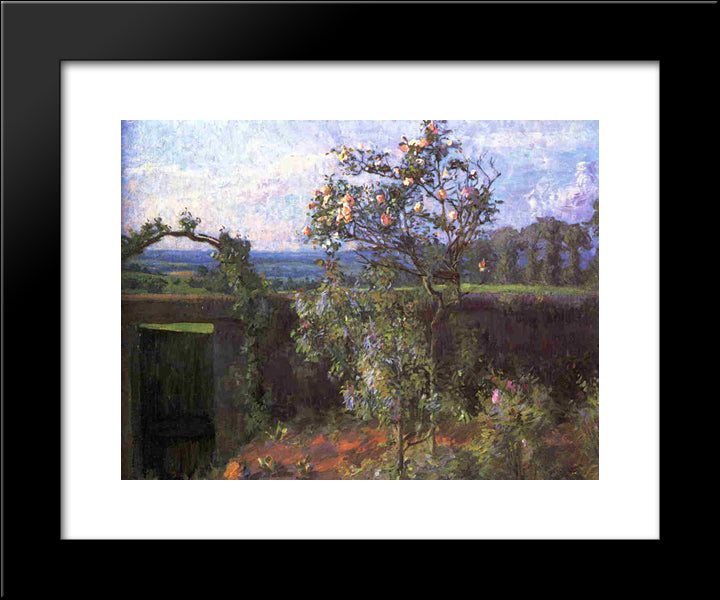 Landscape Near Yerres 20x24 Black Modern Wood Framed Art Print Poster by Caillebotte, Gustave