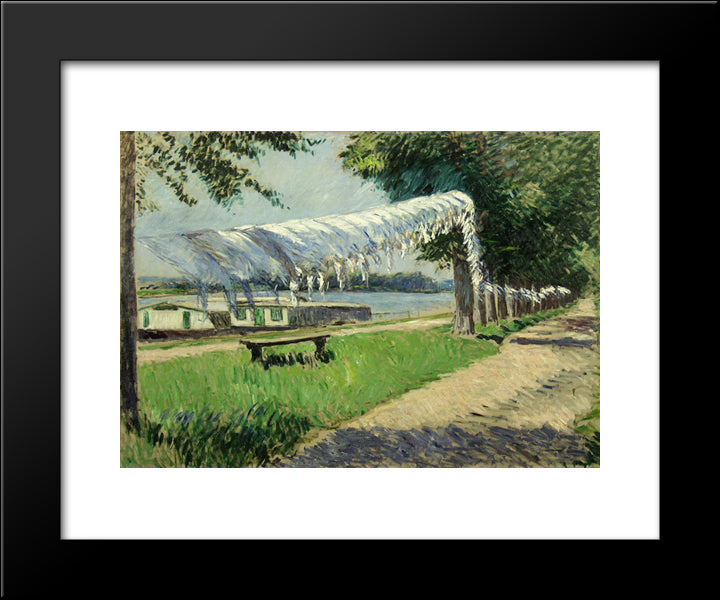 Laundry Drying 20x24 Black Modern Wood Framed Art Print Poster by Caillebotte, Gustave