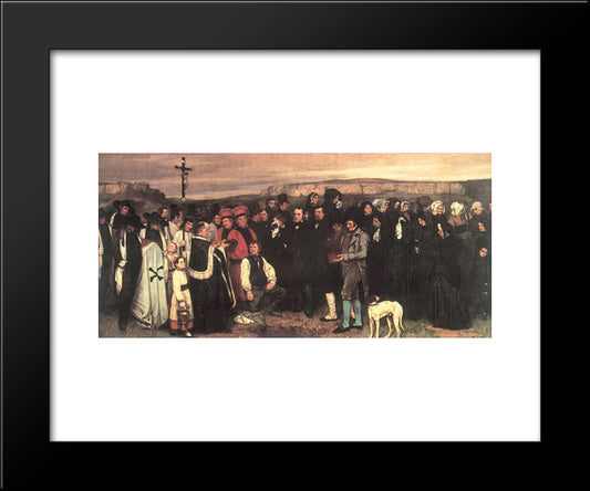 A Burial At Ornans 20x24 Black Modern Wood Framed Art Print Poster by Courbet, Gustave