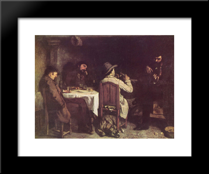 After Dinner At Ornans 20x24 Black Modern Wood Framed Art Print Poster by Courbet, Gustave