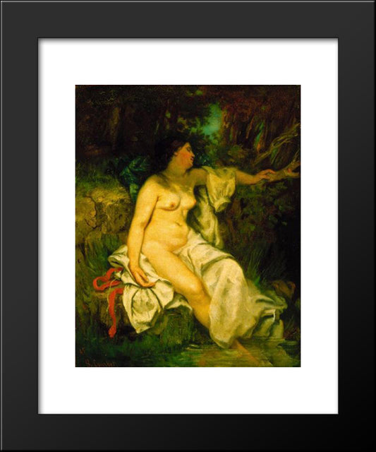Bather Sleeping By A Brook 20x24 Black Modern Wood Framed Art Print Poster by Courbet, Gustave