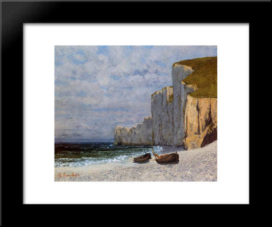 Bay With Cliffs 20x24 Black Modern Wood Framed Art Print Poster by Courbet, Gustave