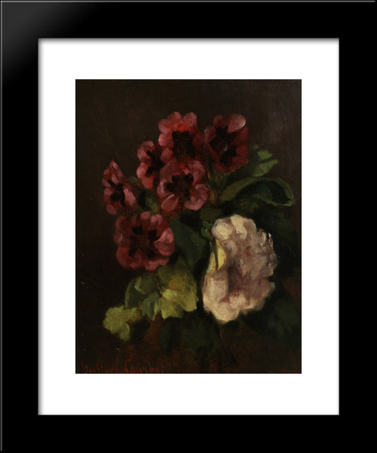 Bouquet Of Flowers 20x24 Black Modern Wood Framed Art Print Poster by Courbet, Gustave