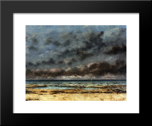 Calm Seas 20x24 Black Modern Wood Framed Art Print Poster by Courbet, Gustave