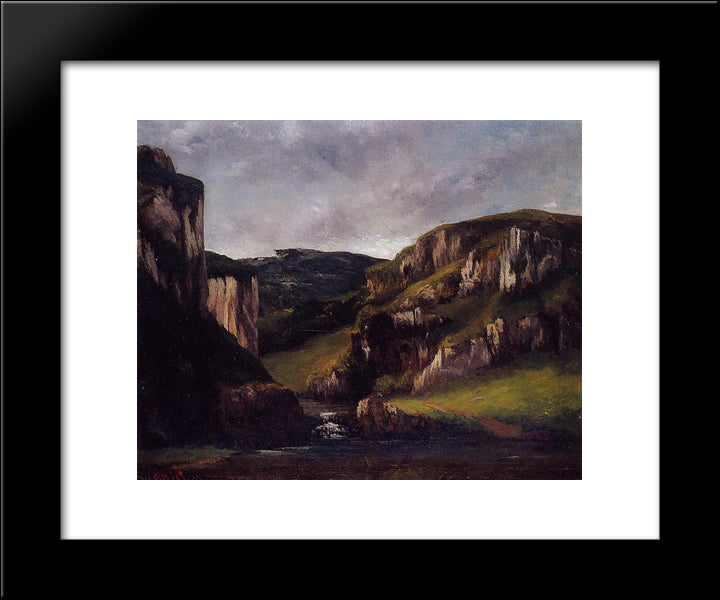 Cliffs Near Ornans 20x24 Black Modern Wood Framed Art Print Poster by Courbet, Gustave