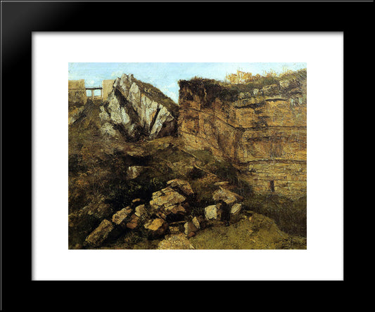 Crumbling Rocks 20x24 Black Modern Wood Framed Art Print Poster by Courbet, Gustave