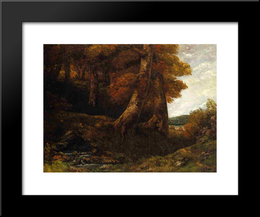 Entering The Forest 20x24 Black Modern Wood Framed Art Print Poster by Courbet, Gustave