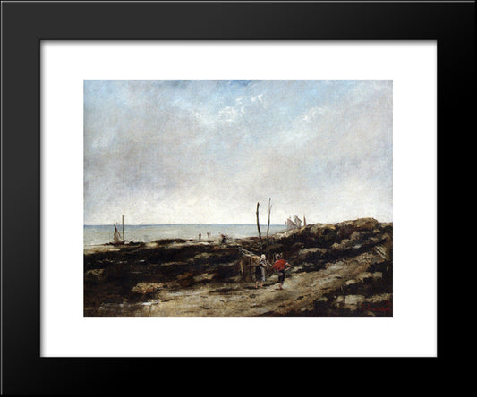 Going Fishing 20x24 Black Modern Wood Framed Art Print Poster by Courbet, Gustave