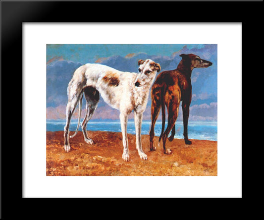 Greyhounds Of Comte De Choiseul 20x24 Black Modern Wood Framed Art Print Poster by Courbet, Gustave
