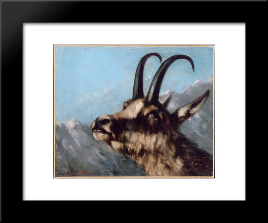 Head Of Gazelle 20x24 Black Modern Wood Framed Art Print Poster by Courbet, Gustave