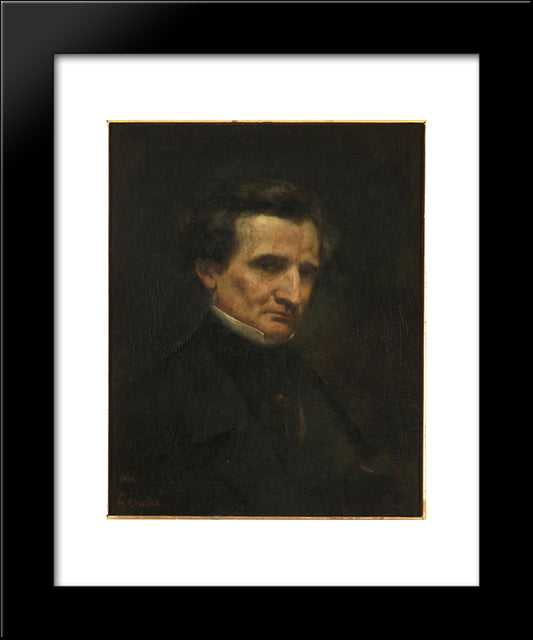 Hector Berlioz 20x24 Black Modern Wood Framed Art Print Poster by Courbet, Gustave