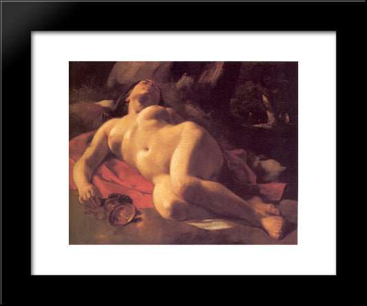 La Bacchante 20x24 Black Modern Wood Framed Art Print Poster by Courbet, Gustave