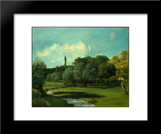 La Bretonnerie In The Department Of Indre 20x24 Black Modern Wood Framed Art Print Poster by Courbet, Gustave