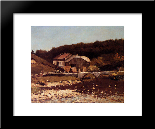 La Ferme De Bonnevaux 20x24 Black Modern Wood Framed Art Print Poster by Courbet, Gustave