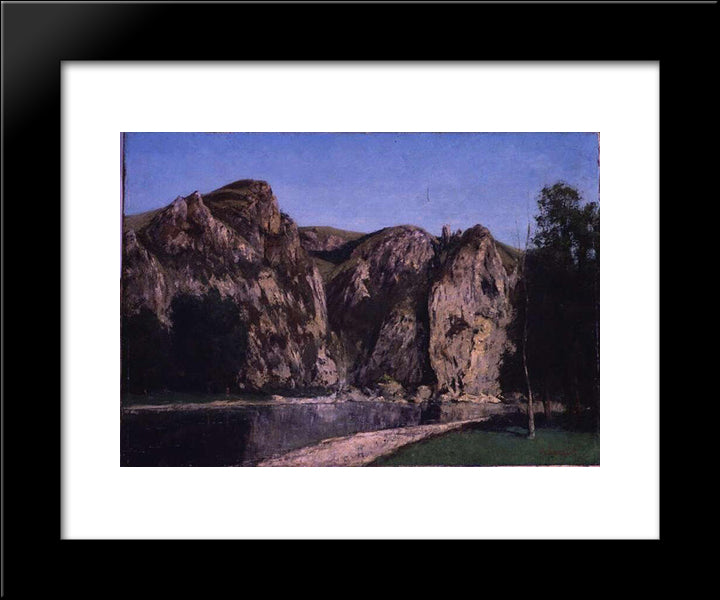 La Meuse A Freyr 20x24 Black Modern Wood Framed Art Print Poster by Courbet, Gustave