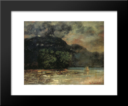 Lake Geneve Before The Storm 20x24 Black Modern Wood Framed Art Print Poster by Courbet, Gustave