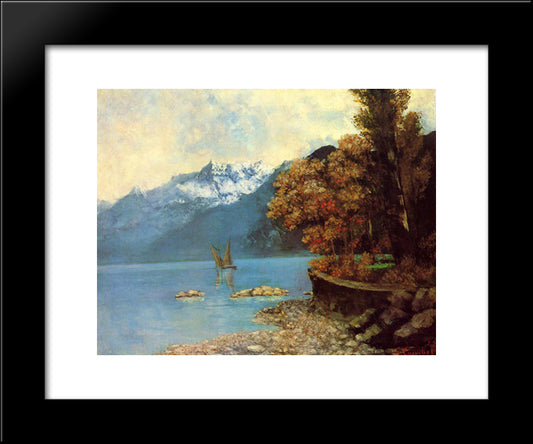 Lake Leman 20x24 Black Modern Wood Framed Art Print Poster by Courbet, Gustave