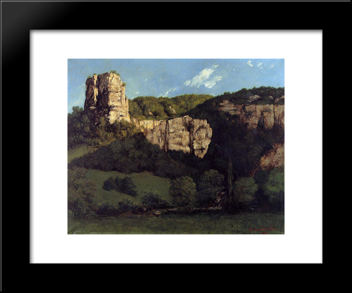 Landscape Bald Rock In The Valley Of Ornans 20x24 Black Modern Wood Framed Art Print Poster by Courbet, Gustave