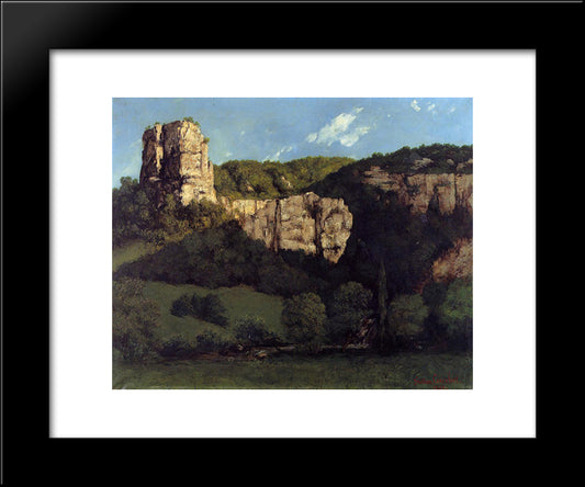 Landscape Bald Rock In The Valley Of Ornans 20x24 Black Modern Wood Framed Art Print Poster by Courbet, Gustave