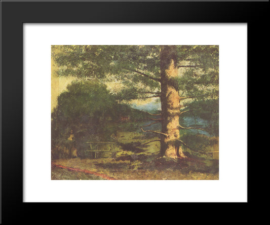Landscape With Tree 20x24 Black Modern Wood Framed Art Print Poster by Courbet, Gustave