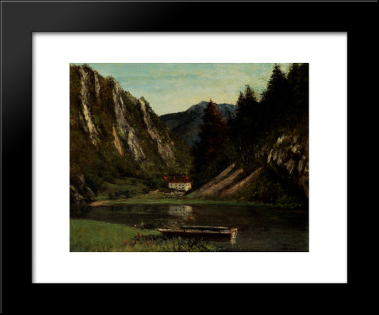 Les Doubs A La Maison Monsieur 20x24 Black Modern Wood Framed Art Print Poster by Courbet, Gustave
