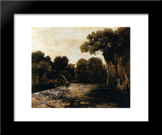 Locks On The Loue 20x24 Black Modern Wood Framed Art Print Poster by Courbet, Gustave