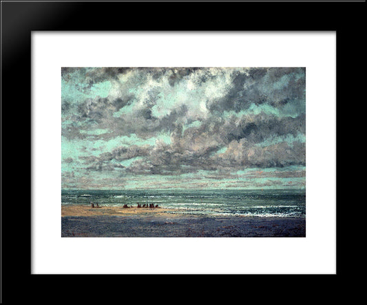 Marine Les Equilleurs 20x24 Black Modern Wood Framed Art Print Poster by Courbet, Gustave