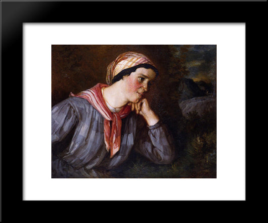 Peasant Wearing Madras 20x24 Black Modern Wood Framed Art Print Poster by Courbet, Gustave