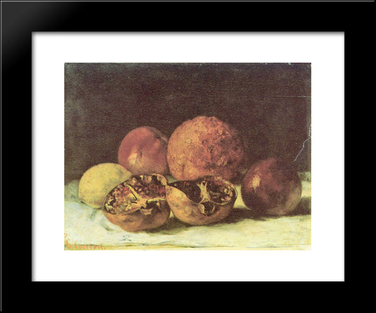Pomegranates 20x24 Black Modern Wood Framed Art Print Poster by Courbet, Gustave