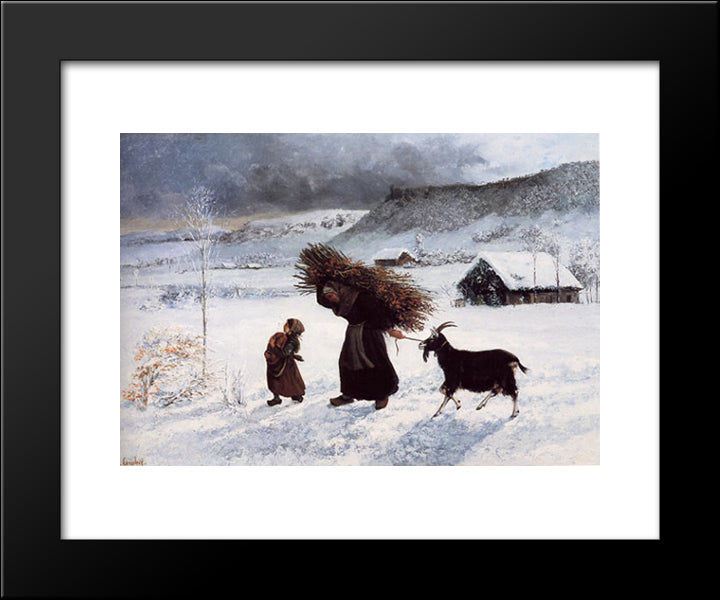 Poor Woman Of The Village 20x24 Black Modern Wood Framed Art Print Poster by Courbet, Gustave