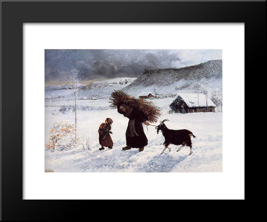 Poor Woman Of The Village 20x24 Black Modern Wood Framed Art Print Poster by Courbet, Gustave