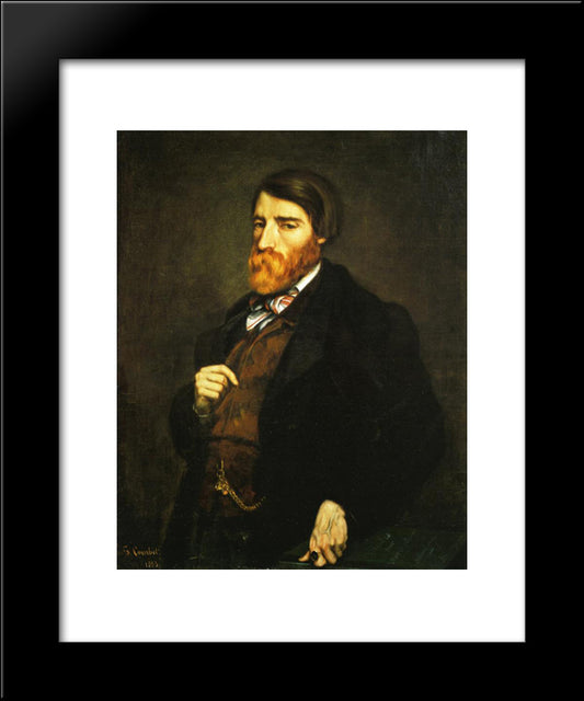 Portrait Of Alfred Bruyas (Painting Solution) 20x24 Black Modern Wood Framed Art Print Poster by Courbet, Gustave