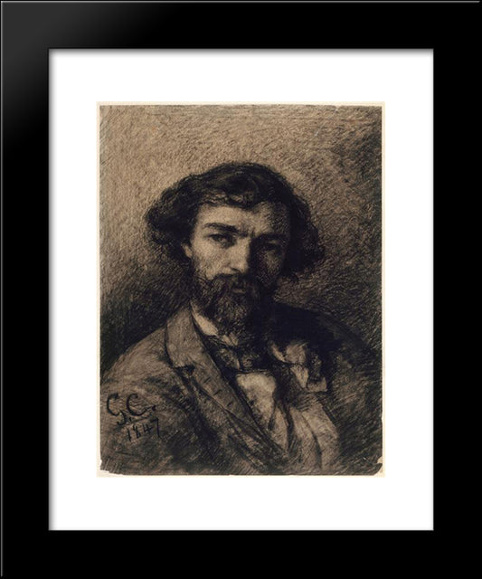 Portrait Of Alphonse Promayet 20x24 Black Modern Wood Framed Art Print Poster by Courbet, Gustave