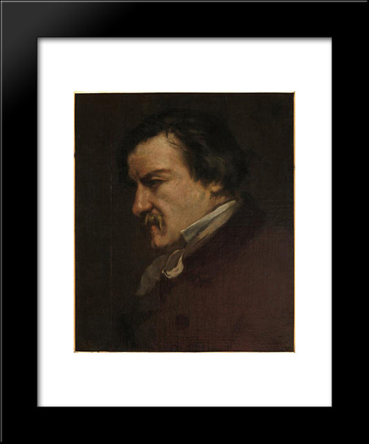 Portrait Of Champfleury 20x24 Black Modern Wood Framed Art Print Poster by Courbet, Gustave