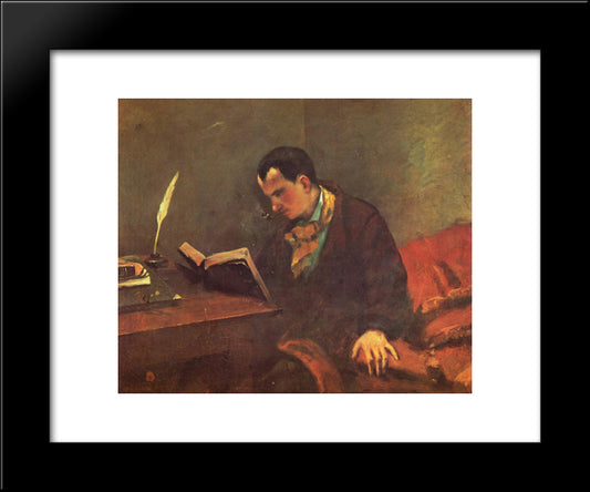 Portrait Of Charles Baudelaire 20x24 Black Modern Wood Framed Art Print Poster by Courbet, Gustave
