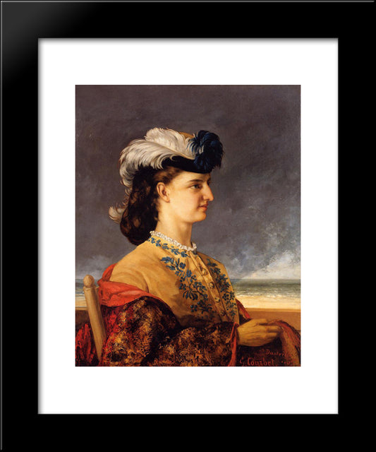 Portrait Of Countess Therese Burnswick 20x24 Black Modern Wood Framed Art Print Poster by Courbet, Gustave