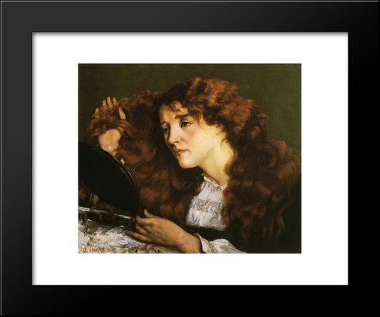 Portrait Of Jo, The Beautiful Irish Girl 20x24 Black Modern Wood Framed Art Print Poster by Courbet, Gustave