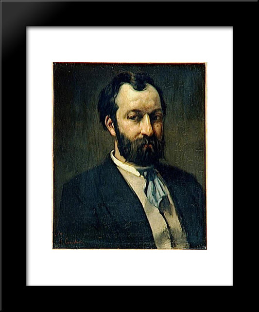 Portrait Of Jules Antoine Castagnary 20x24 Black Modern Wood Framed Art Print Poster by Courbet, Gustave