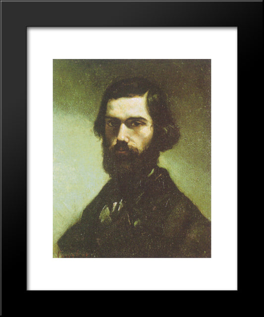 Portrait Of Jules Valles 20x24 Black Modern Wood Framed Art Print Poster by Courbet, Gustave