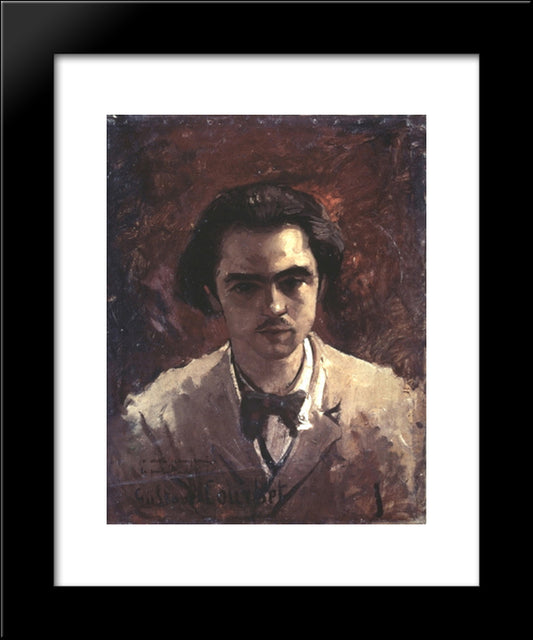 Portrait Of Paul Verlaine 20x24 Black Modern Wood Framed Art Print Poster by Courbet, Gustave