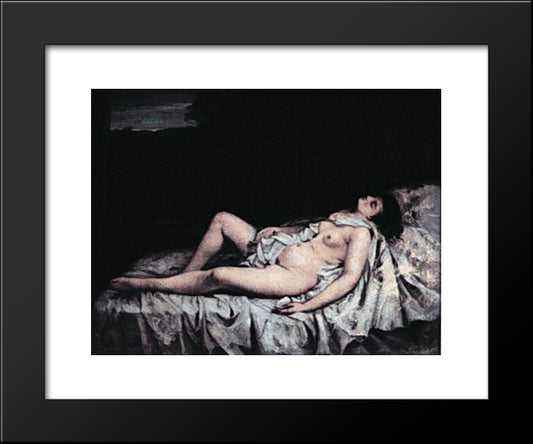 Reclining Nude 20x24 Black Modern Wood Framed Art Print Poster by Courbet, Gustave