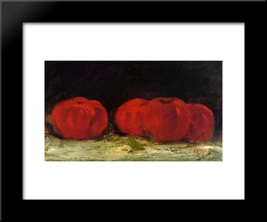 Red Apples 20x24 Black Modern Wood Framed Art Print Poster by Courbet, Gustave