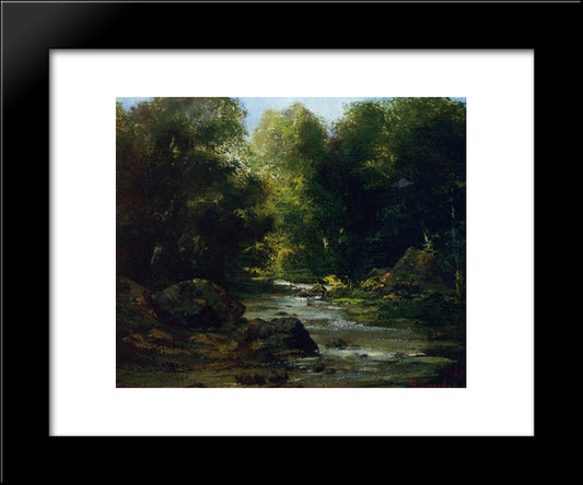 River Landscape 20x24 Black Modern Wood Framed Art Print Poster by Courbet, Gustave