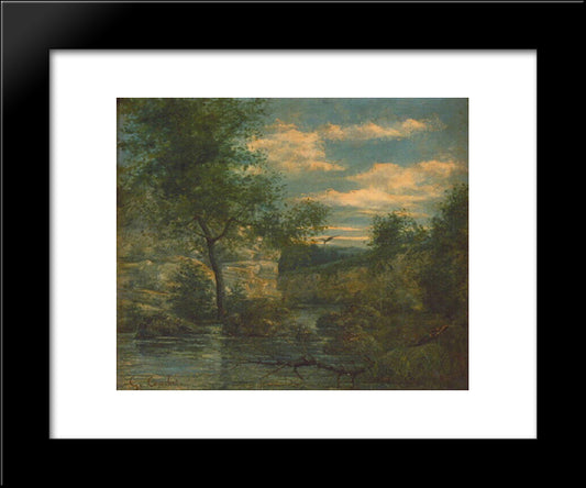 Riverside 20x24 Black Modern Wood Framed Art Print Poster by Courbet, Gustave