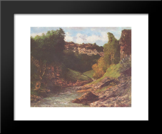 Rocky Landscape 20x24 Black Modern Wood Framed Art Print Poster by Courbet, Gustave