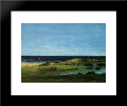 Seacoast (Souvenir Of Les Cabanes) 20x24 Black Modern Wood Framed Art Print Poster by Courbet, Gustave